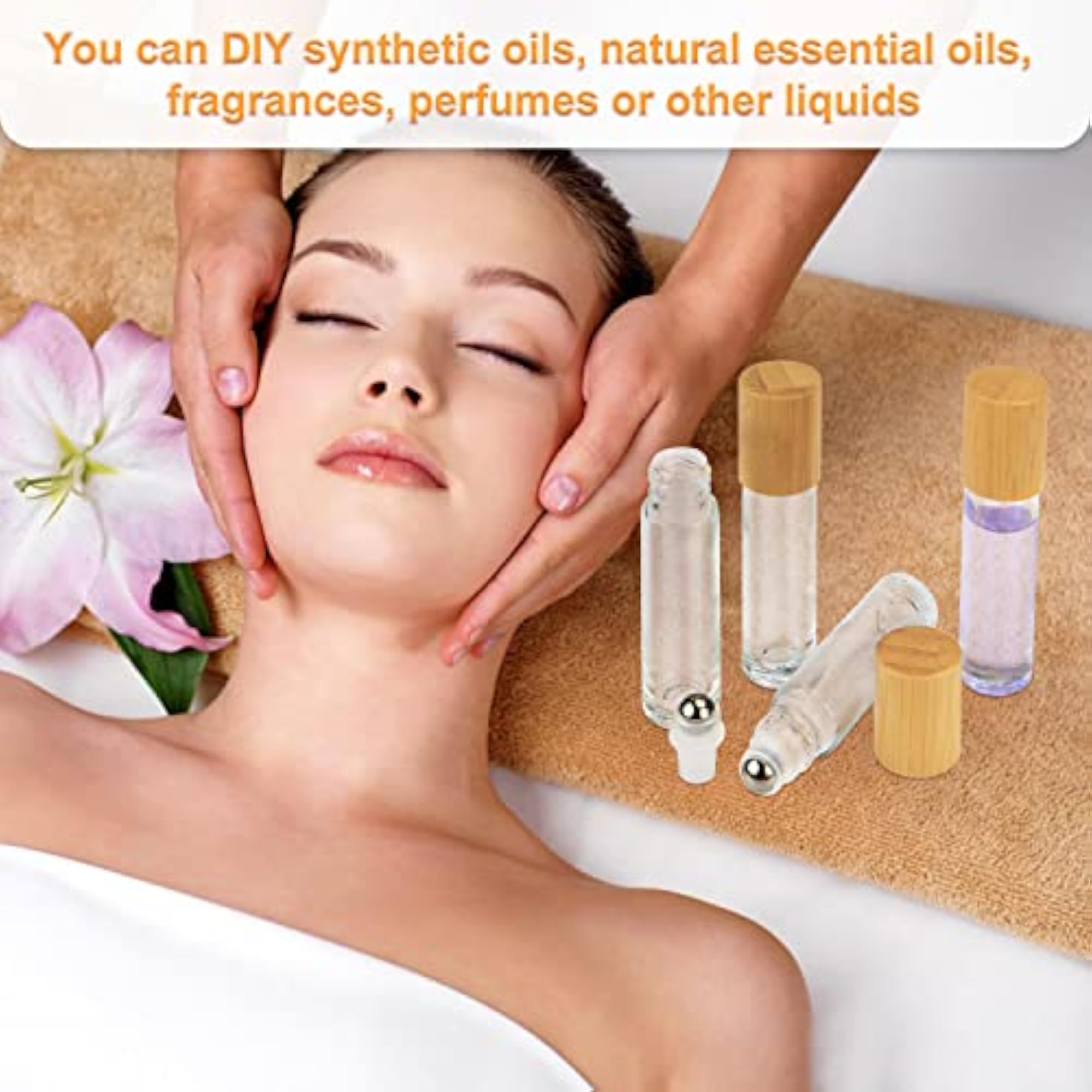 10 Pack 10ml Clear Glass Roller Bottles